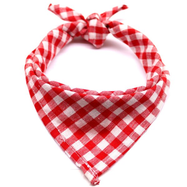 Pet Dog And Cat Plaid Cotton Triangle Scarf - Image 7