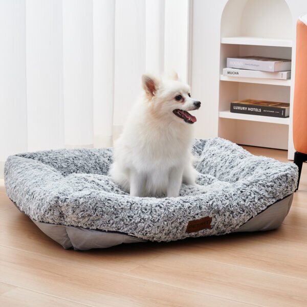 Swirl Rose Velvet Dog Beds For Small Medium Dogs Removable Cushion Calming Dog Sofa Beds Anti-Anxiety Machine Washable Cat Beds - Image 6