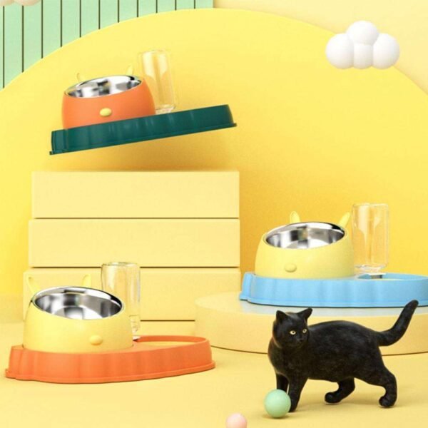 Double Bowl Stainless Steel Carrots Antiskid Pet Feeding Tool Tilt Design Carrot For Indoor - Image 3