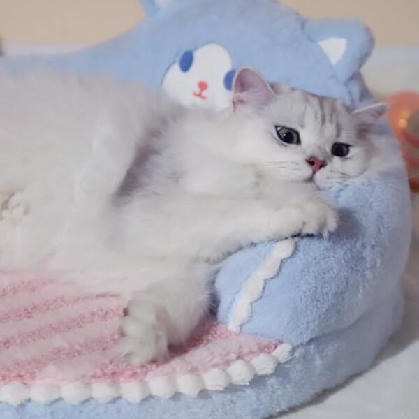 Cat Bed Furniture Washable Cozy Cat Warm Pad For Cats Dogs Pets Cat Bed High Backrest All Seasons Hug Design - Image 3