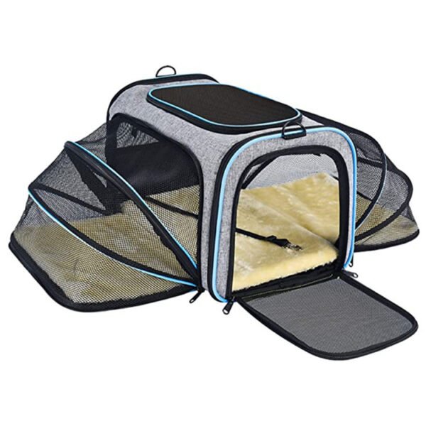 Carrier For Cat Pet Airline Approved Expandable Foldable Soft Dog Carrier Opened Doors Reflective Tapes Cat Travel Bag - Image 5