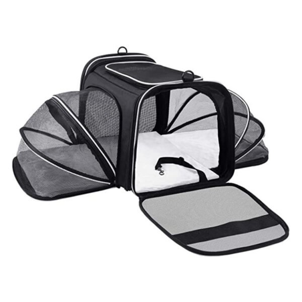 Carrier For Cat Pet Airline Approved Expandable Foldable Soft Dog Carrier Opened Doors Reflective Tapes Cat Travel Bag - Image 3