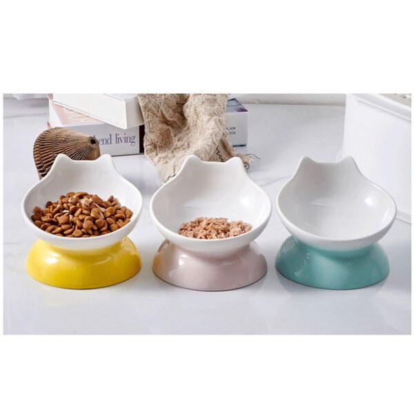 Ceramic Oblique Mouth High-foot Cat Pet Bowl - Image 2