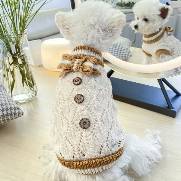 Bowknot Dog Cat Costume Hollow Knit Pet Sweater - Image 2