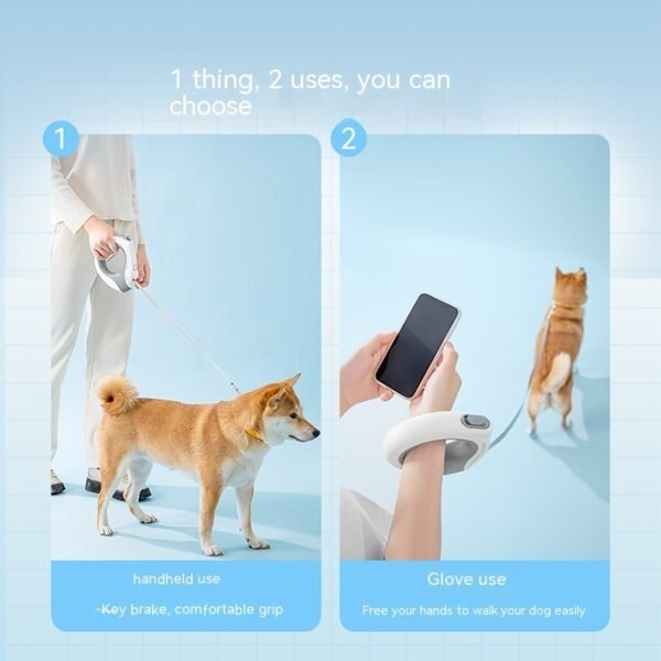 Ring With Light Dog Leash Pet Automatic Retractable Leash Luminous - Image 2