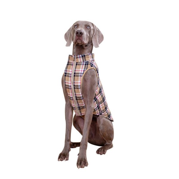 Winter Pet Dog Clothes Heavy Cotton Jacket Plaid Zipper Down Jacket Pets Supplies - Image 4