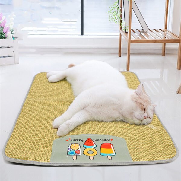 Pet Mat Ice Cool Grass Mat Dog's Nest Tengzhu Cooling Summer Pet's Nest Cat Sleeping Mat Anti Scratch Dog Bed Anti Moisture Dogs Cats Supplies Summer Pet Products - Image 3
