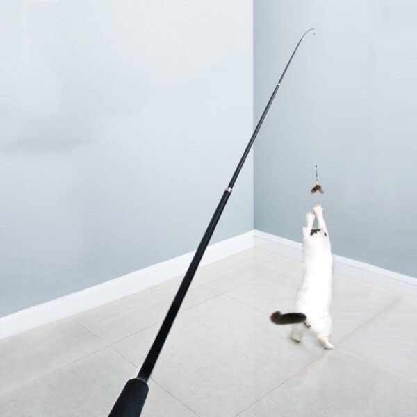 Pet Toy Cat-teasing Stick Extendable 180cm Rod Feather Replacement Head Adjustable Extendable Cat-teasing Stick Fishing Cat Toy - Image 4