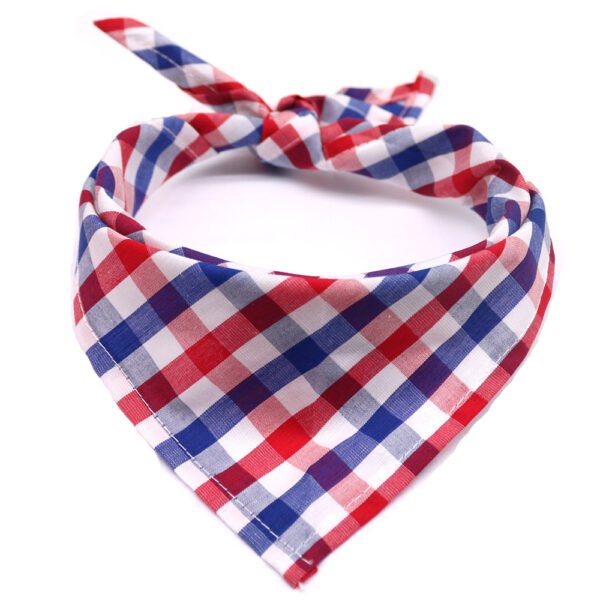 Pet Dog And Cat Plaid Cotton Triangle Scarf - Image 9