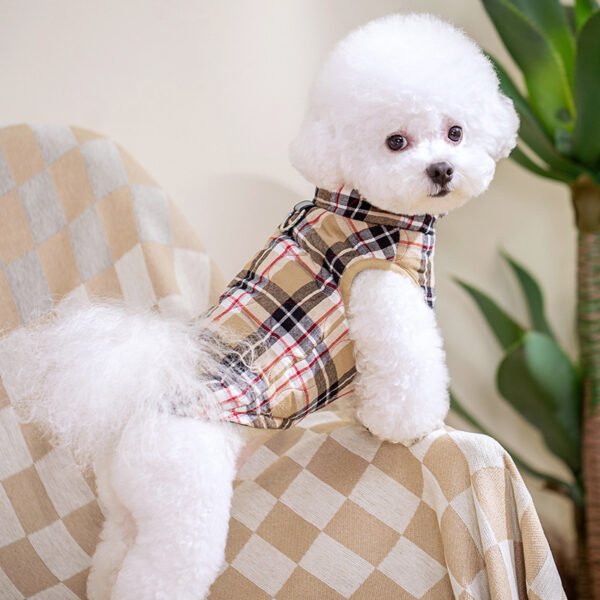Winter Pet Dog Clothes Heavy Cotton Jacket Plaid Zipper Down Jacket Pets Supplies - Image 3