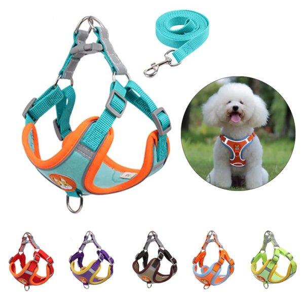 New Dog Leash And Harness Set Pet Dog Harness And Leash Set Adjustable Puppy Cat Harness Vest Reflective Walking No Pull Lead Leash For Small Dogs Chihuahua - Image 4