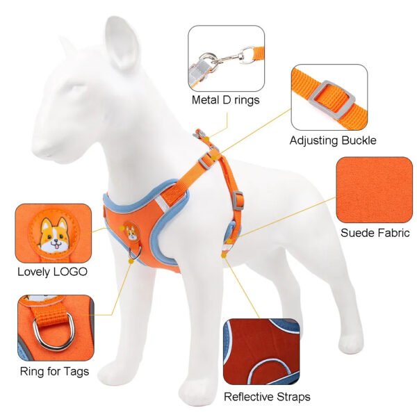 New Dog Leash And Harness Set Pet Dog Harness And Leash Set Adjustable Puppy Cat Harness Vest Reflective Walking No Pull Lead Leash For Small Dogs Chihuahua - Image 6