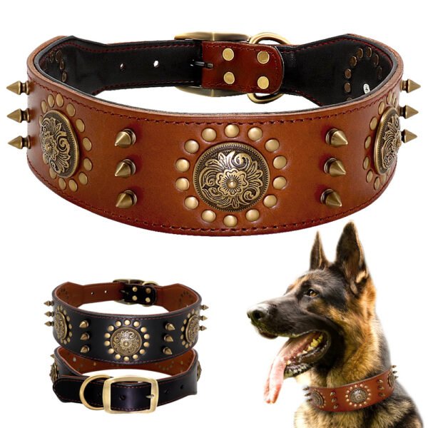 Studded Dog Collar Large Dog Anti-Bite Stud Dog Collar - Image 4