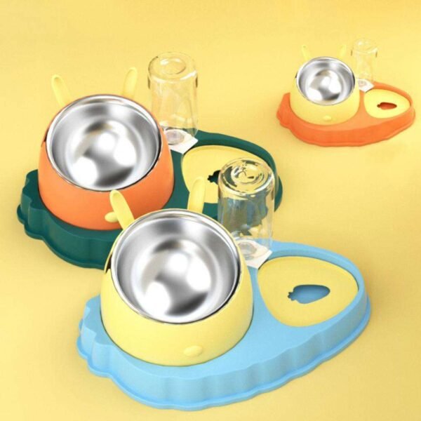 Double Bowl Stainless Steel Carrots Antiskid Pet Feeding Tool Tilt Design Carrot For Indoor - Image 4