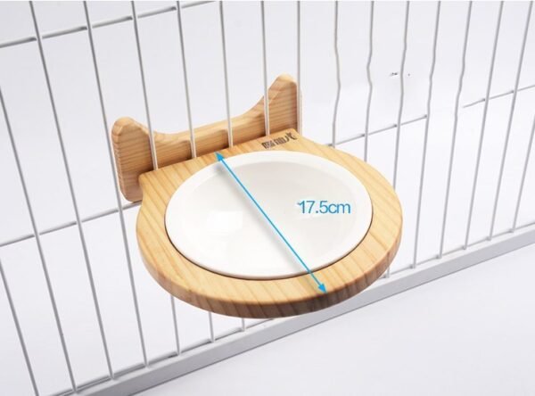 Pet Supplies Ceramic Bowl Solid Wood Stand - Image 4