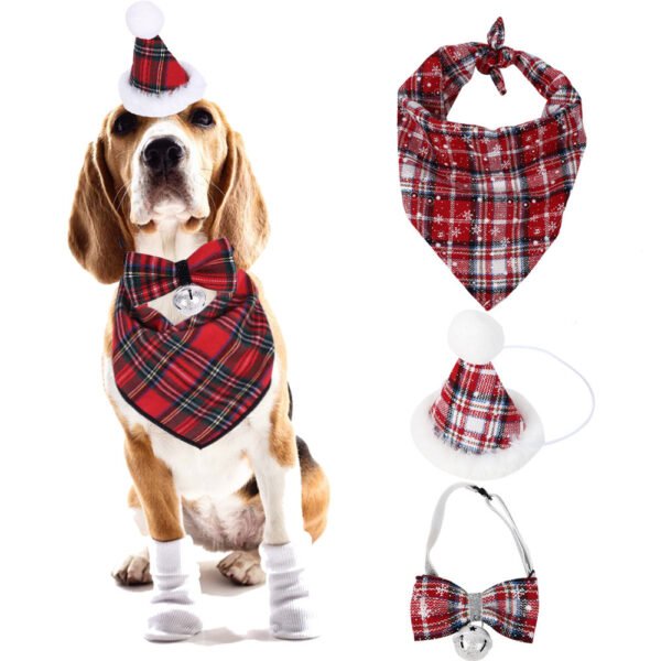 Christmas Triangle Pet Towel Santa Deer Print Dog Scarf Collar Holiday Decorative Bib For Pets - Image 2