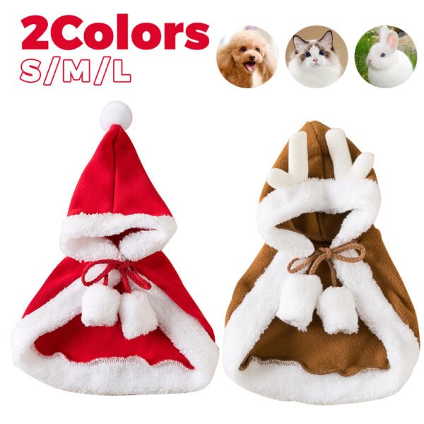 Cat Christmas Outfits, Dog Cat Santa Claus Outfit, Soft And Thick Xmas Cape With Hat - Image 2