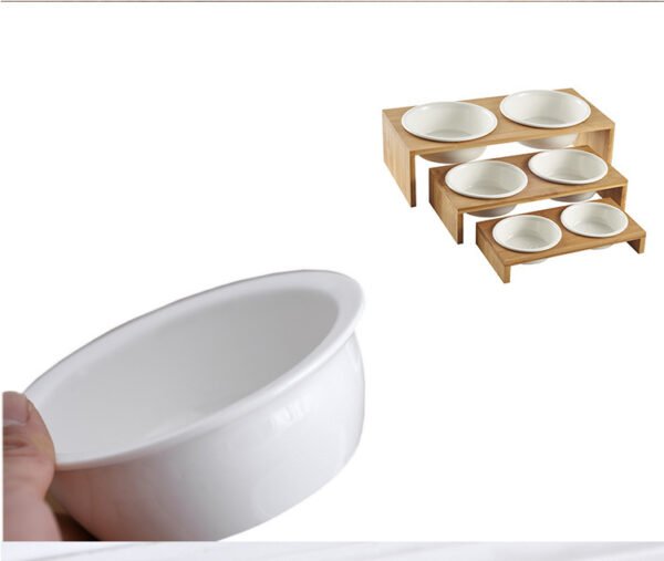 Pet water food bowl ceramic double bowl - Image 5