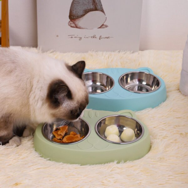 Pet Double Bowls, Stainless Steel Pet Food Water Bowl - Image 3