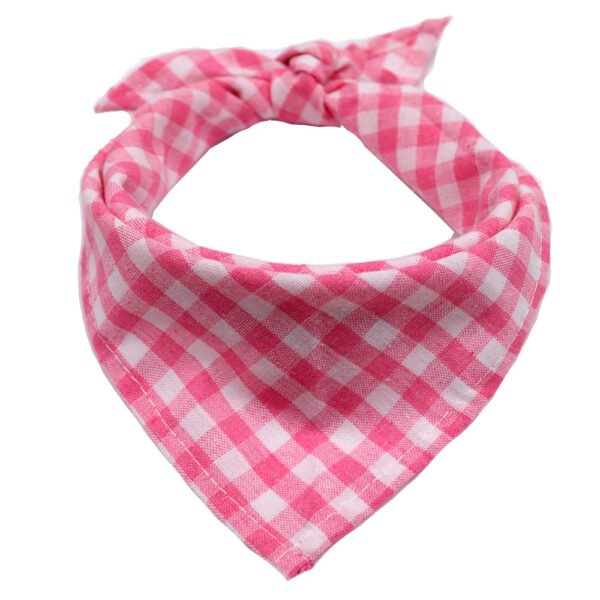 Pet Dog And Cat Plaid Cotton Triangle Scarf - Image 10