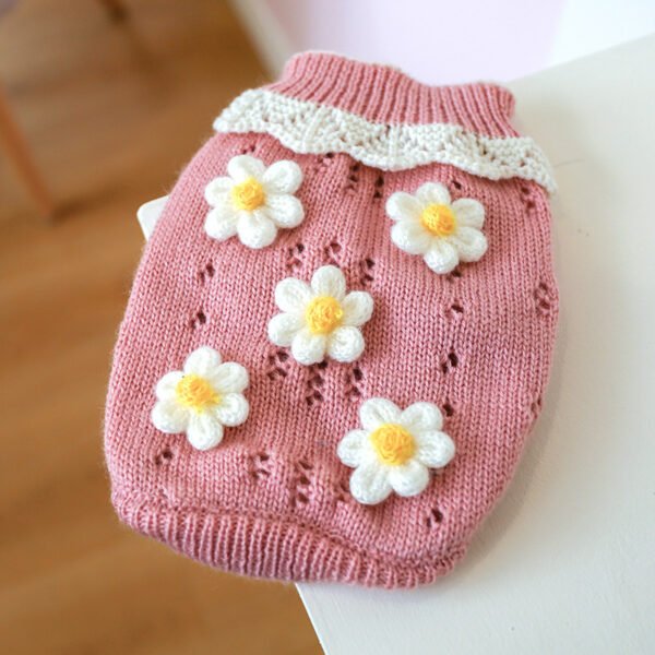 Bowknot Dog Cat Costume Hollow Knit Pet Sweater - Image 5