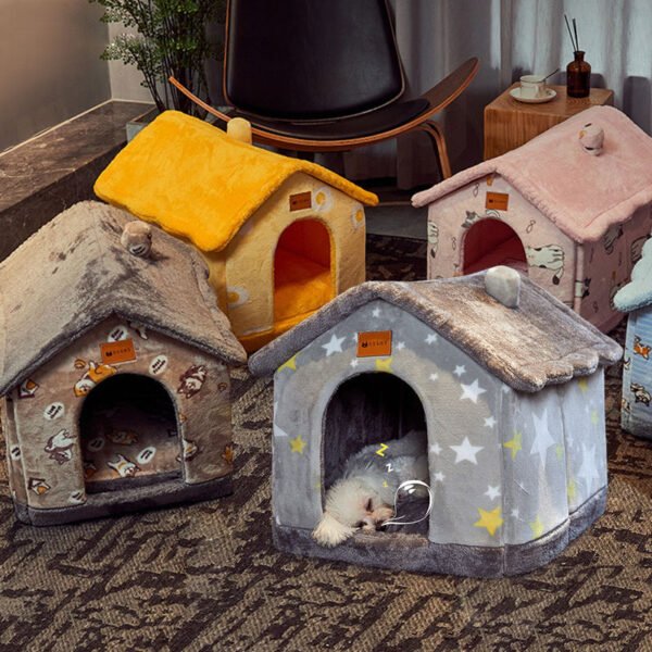 Foldable Dog House Pet Cat Bed Winter Dog Villa Sleep Kennel Removable Nest Warm Enclosed Cave Sofa