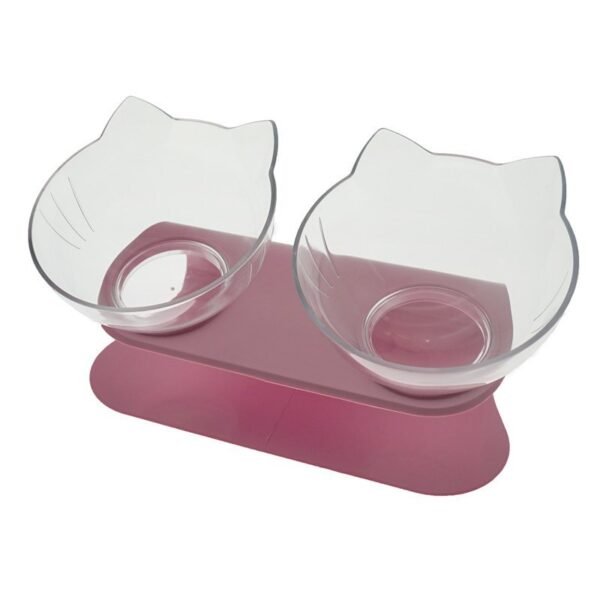 Non Slip Double Cat Bowl With Raised Stand Pet Food Cat Feeder Protect Cervical Vertebra Dog Bowl Transparent Pet Products - Image 8