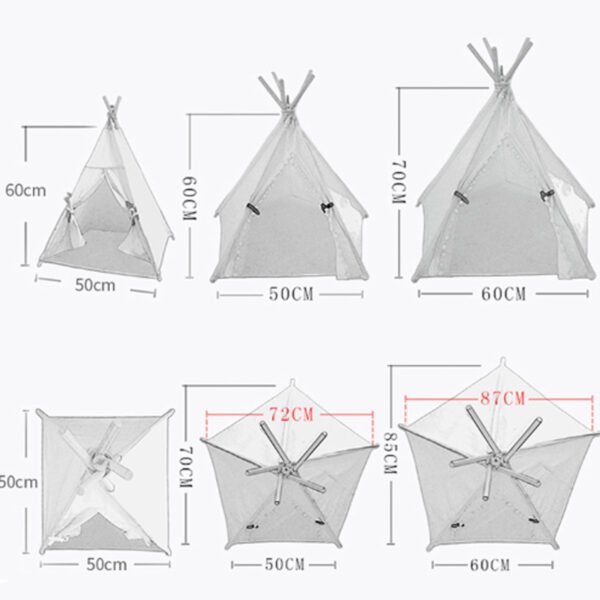 Pet Teepee Tent Dog Cat Bed Portable RWashable Dog Houses Indoor Puppy Beds With Cushion For Small Dogs Cats Rabbits - Image 2