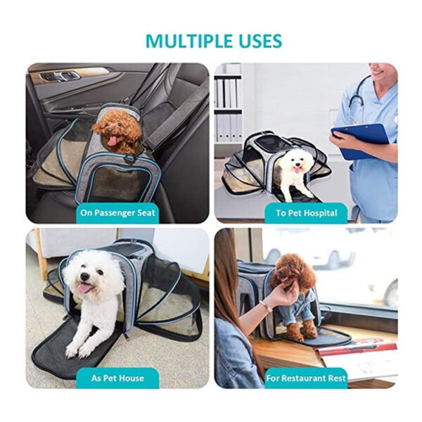 Carrier For Cat Pet Airline Approved Expandable Foldable Soft Dog Carrier Opened Doors Reflective Tapes Cat Travel Bag - Image 2