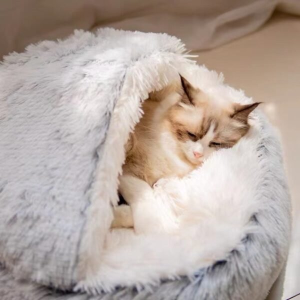 Semi-closed Cat Bed Four Seasons Universal Cover Shell Nest Small Dog Winter Pet Supplies - Image 7