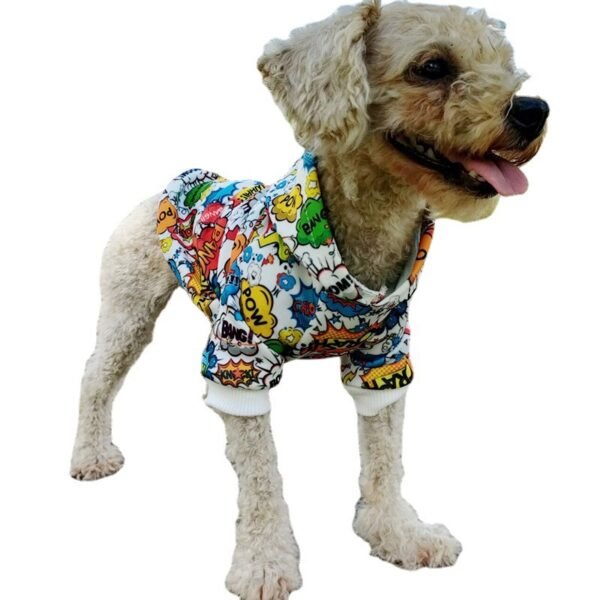 Dog clothes net red same graffiti print pet clothes letter pet Hoodie - Image 3