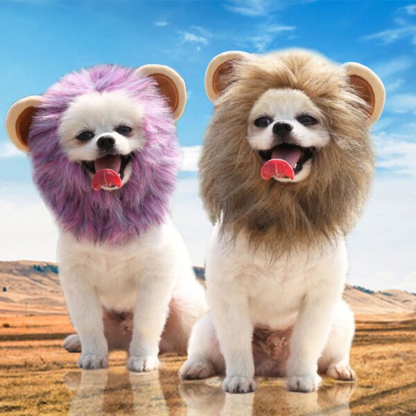 Christmas Funny Hat Cap Pet Dress Simulation Toy Halloween Party Festival Lion Hair Mane Ears Head Cap Scarf Cosplay Costume - Image 2