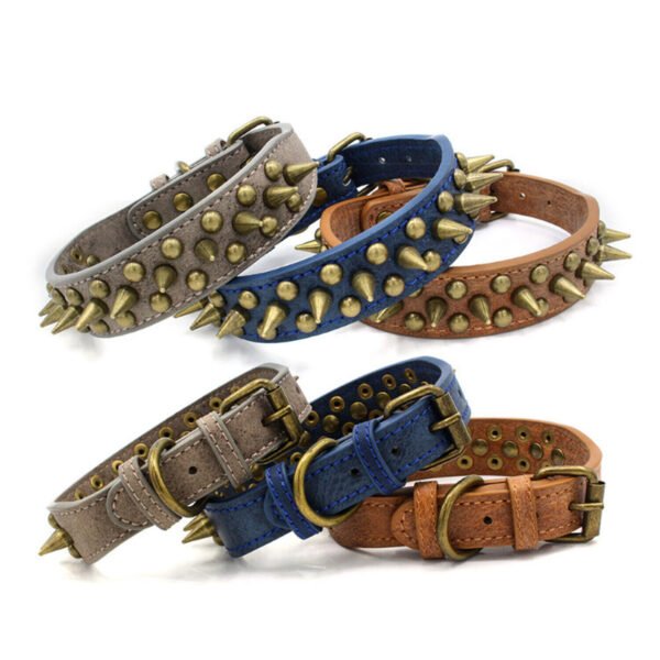 Retro Studded Spiked Rivet Large Dog Pet Leather Collar Pit Bull S-XL - Image 3