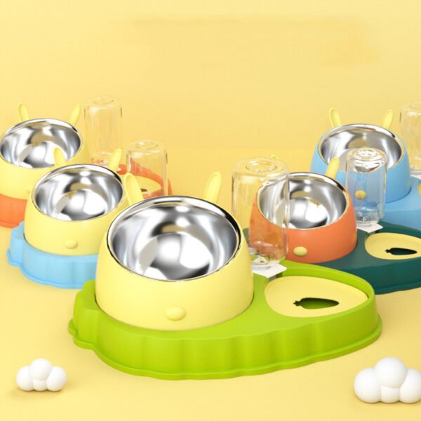 Double Bowl Stainless Steel Carrots Antiskid Pet Feeding Tool Tilt Design Carrot For Indoor - Image 5