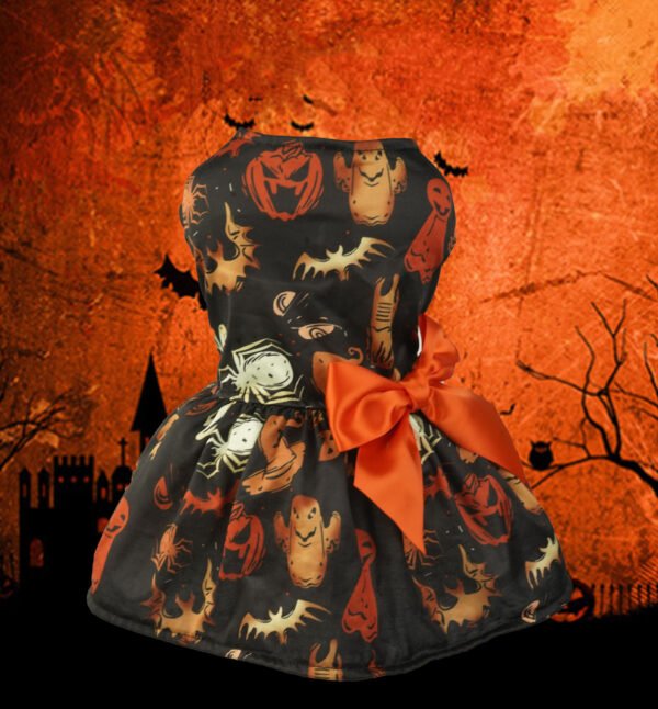 Halloween Small Dog Clothes Pet Dress Pumpkin Print Dress Chihuahua Yorkie Mesh Dress Pet Party Clothing Cat Dog Costume - Image 2