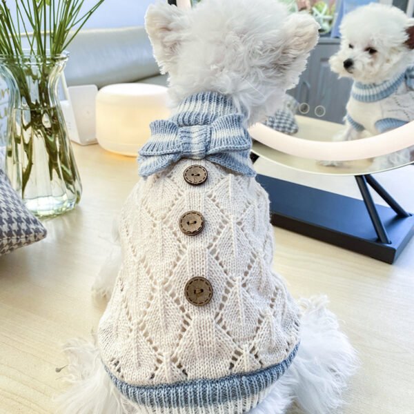 Bowknot Dog Cat Costume Hollow Knit Pet Sweater