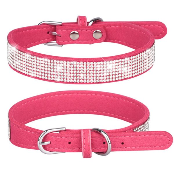 Shiny Rhinestone Hot Rhinestone Pet Collar Microfiber Durable Dog Collar - Image 8