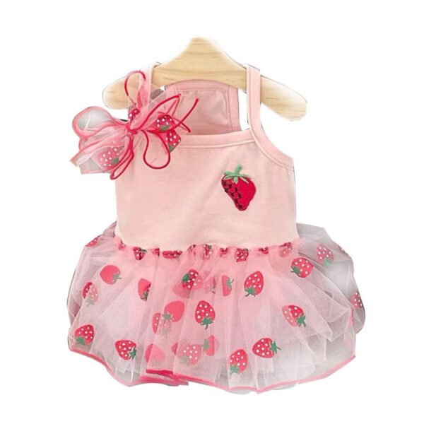 New Dog Clothes Cute Mesh Strawberry Strap Dress - Image 4