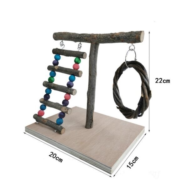 Solid Wood Parrot Station Frame Training Bird Shelf Parrot Toys - Image 3