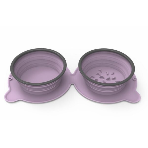Portable Silicone Double Pet Food Bowls Foldable Non-Slip Travel Anti-Choking Feeding Bowl Outdoor - Image 5
