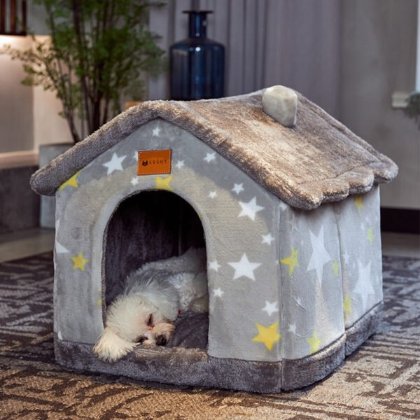 Foldable Dog House Pet Cat Bed Winter Dog Villa Sleep Kennel Removable Nest Warm Enclosed Cave Sofa - Image 2