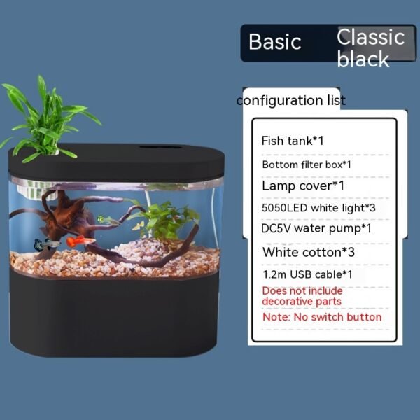 Aquarium Ecological Landscape Desktop Self-circulation Mini Small Change Water Household Fish Tank - Image 3