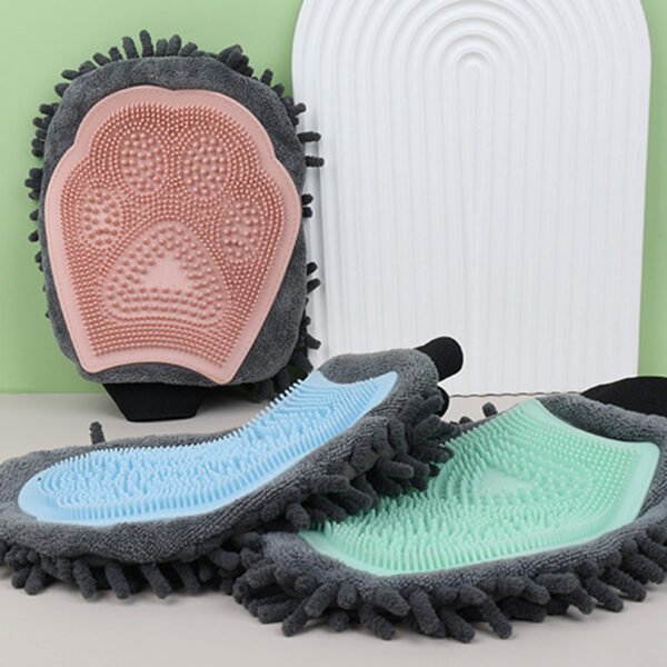 Pet Bathing Brush 2-in-1 Grooming Glove Elegant Dog Grooming Tool For Brushing, Massaging, And Drying Pet Grooming Kit For Dog Cat 2-Sided Bathing Brush Cleaning Massage Glove - Image 4