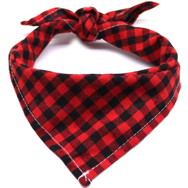 Pet Dog And Cat Plaid Cotton Triangle Scarf - Image 5