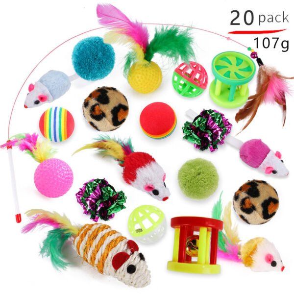 Pet Cat Toy Set 21 Pieces Of Cat Channel Funny Cat Stick - Image 2