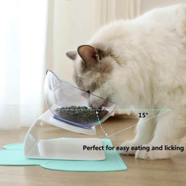 Non Slip Double Cat Bowl With Raised Stand Pet Food Cat Feeder Protect Cervical Vertebra Dog Bowl Transparent Pet Products - Image 3