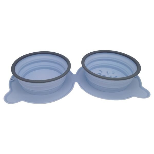 Portable Silicone Double Pet Food Bowls Foldable Non-Slip Travel Anti-Choking Feeding Bowl Outdoor - Image 4