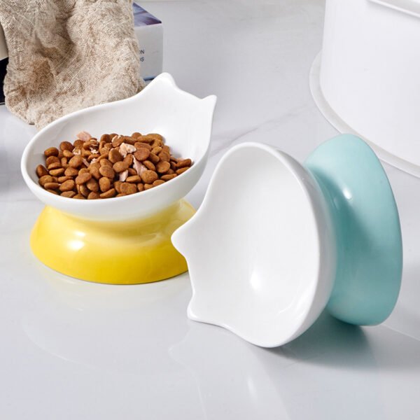 Ceramic Oblique Mouth High-foot Cat Pet Bowl - Image 3