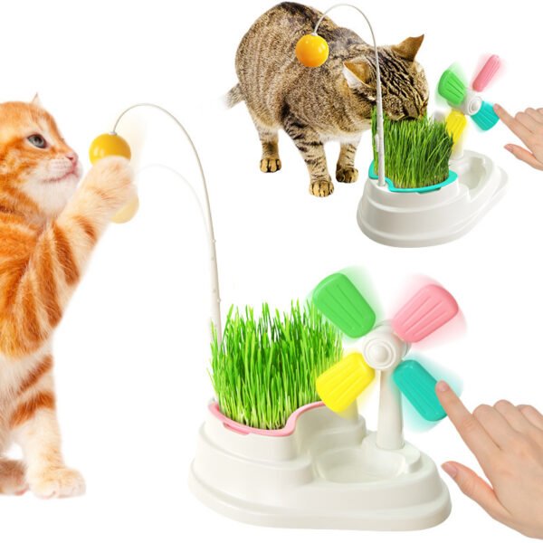 Windmill Funny Cat Stick Toy Desktop Grass Box Pet Toys - Image 4