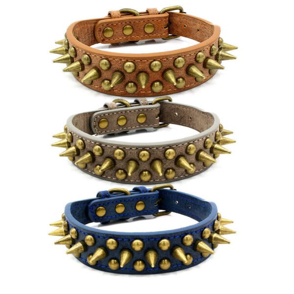 Retro Studded Spiked Rivet Large Dog Pet Leather Collar Pit Bull S-XL - Image 2